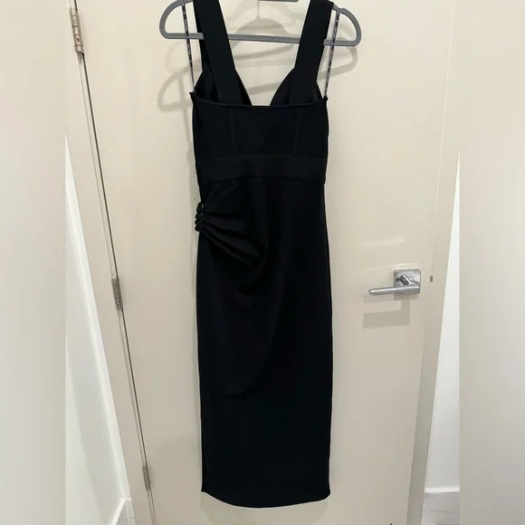 Herve Leger Black Milano Draped high low Gown - Picture 4 of 6